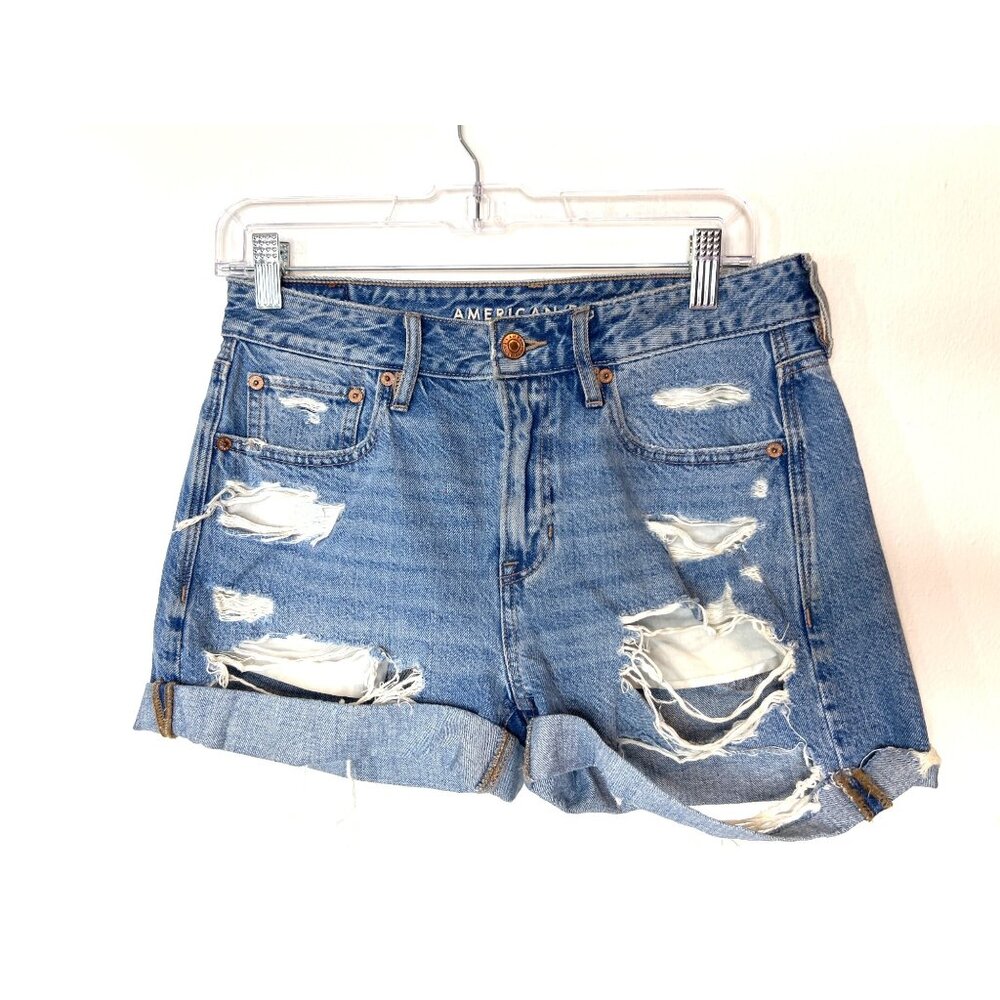 American Eagle Outfitters Blue Distressed Denim Shorts
